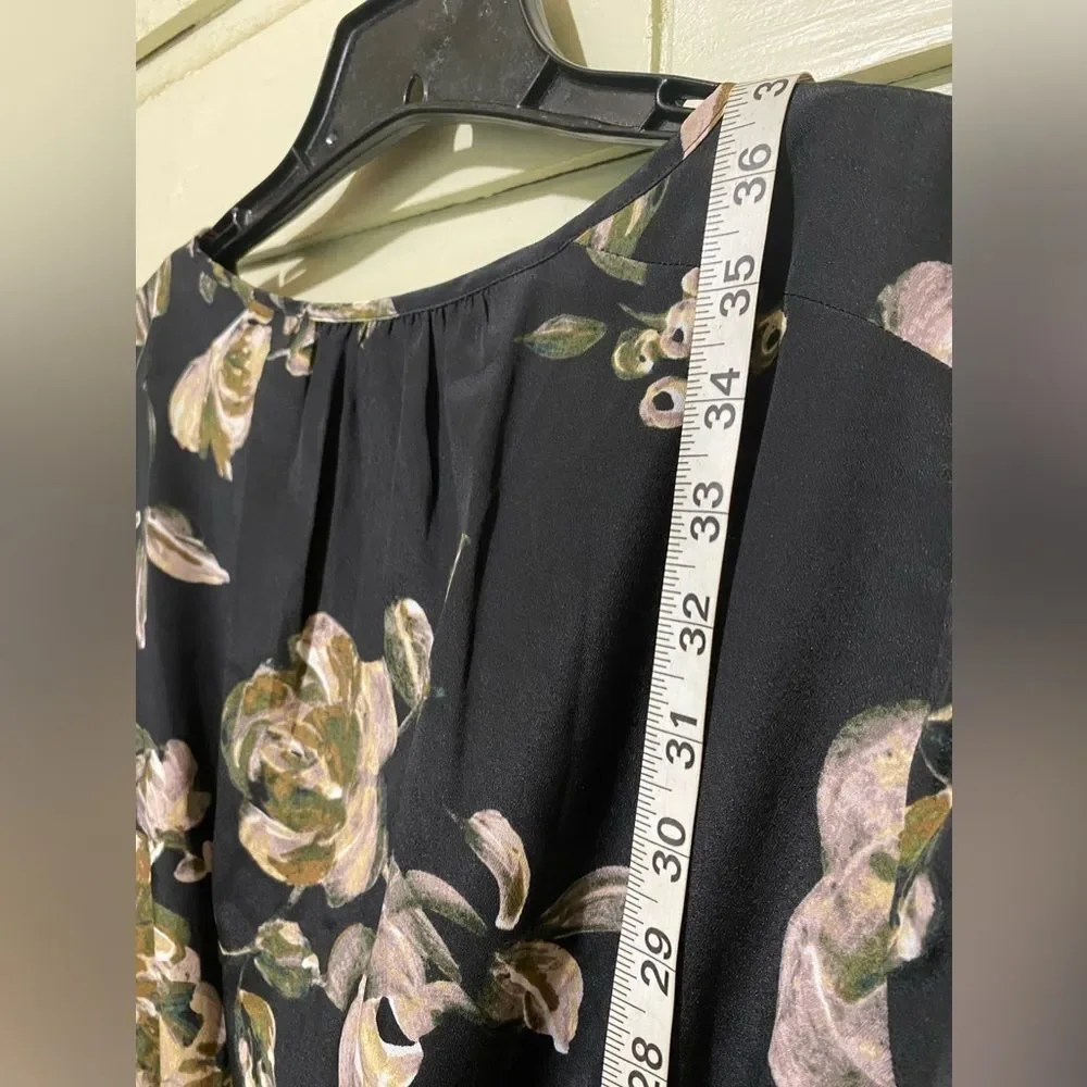 J. Crew Dark Floral Size‎ 8 Chiffon Dress Faux Wrap Tulip Hem Floral Watercolor